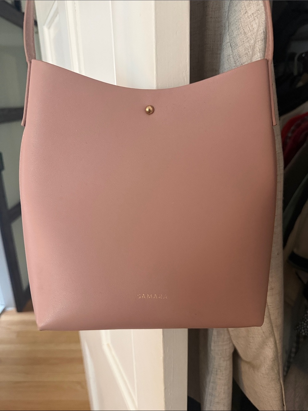 Samara Blush Pink Shoulder Bag with Gold Accent
